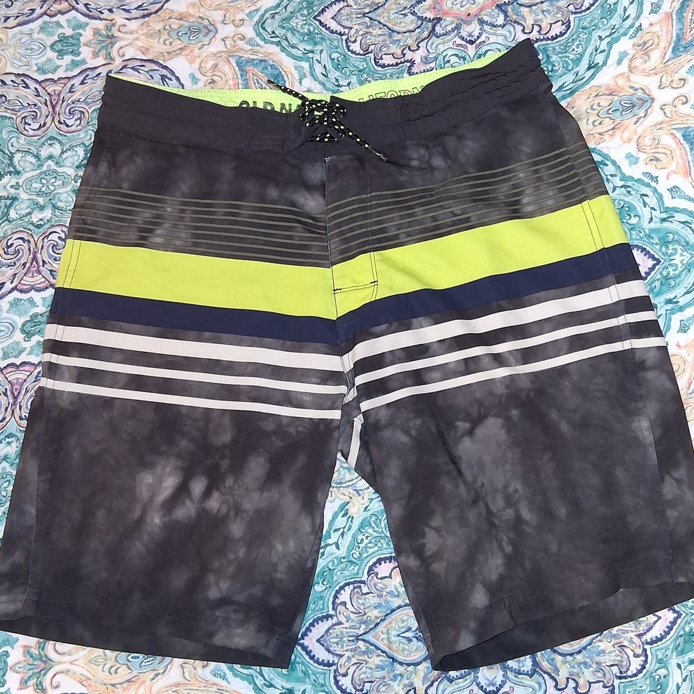 Old Navy Men's Swim Shorts - Black, Green, and Blue